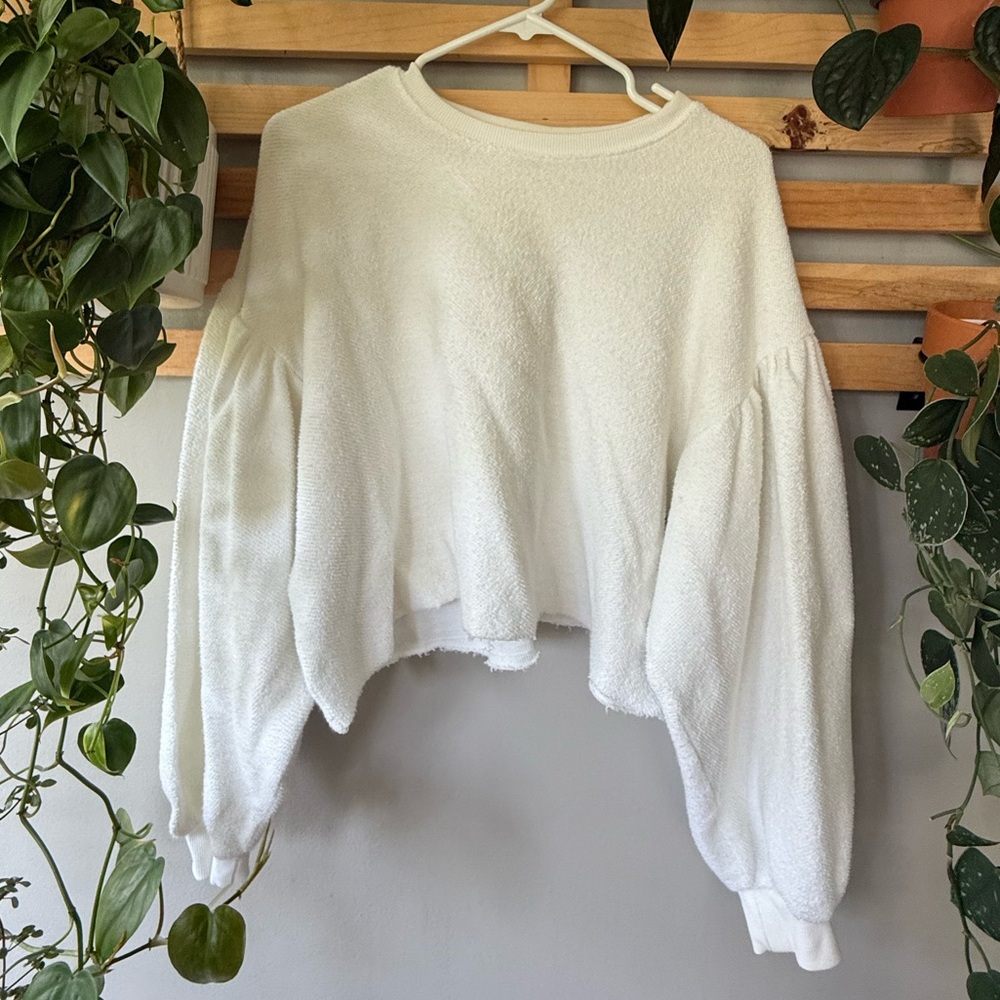 Free People White Cozy Pullover Top